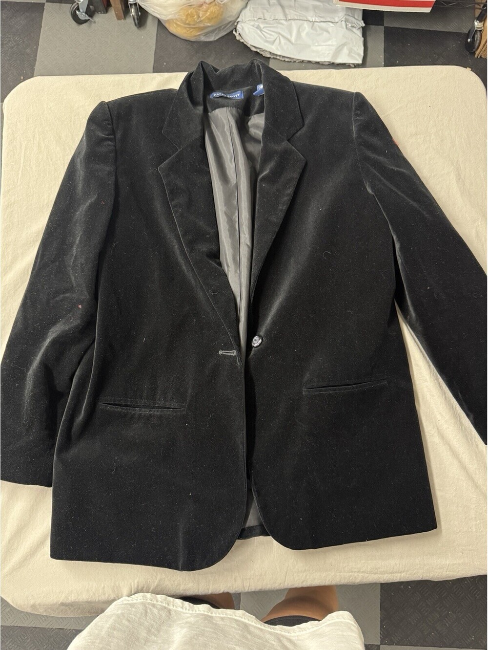 Vintage Karen Scott Black Blazer Velvet Like Material Size 10 Black